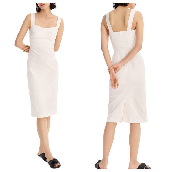 J Crew Ivory Faille Stretch Sheath Dress 4 - Picture 2 of 13